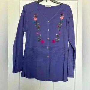 Embroidered Designs Cotton Blouse Handcrafted in Guatemala Size Small